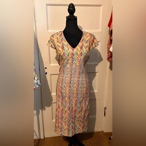 Etcetera Women's Multicolored V Neck
Sheath Dress, Size 2
